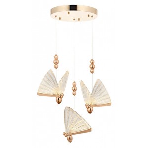 METAL LED AND ACRYLIC GOLD AND CHROME PLATED CHANDELIER 40 CM DIAMETER LOAD: 85 CM